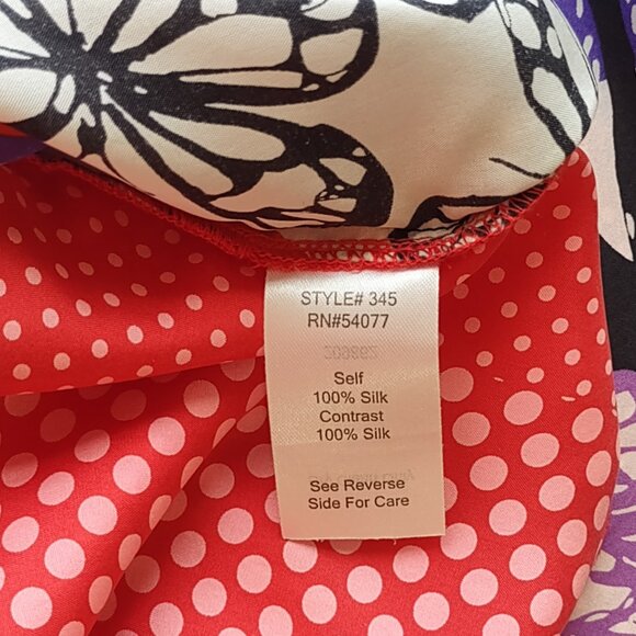 CAbi 100% Silk Scarf Top w/ Belt Kimono Style Polka Dot Floral Artsy Size Small - Picture 9 of 14
